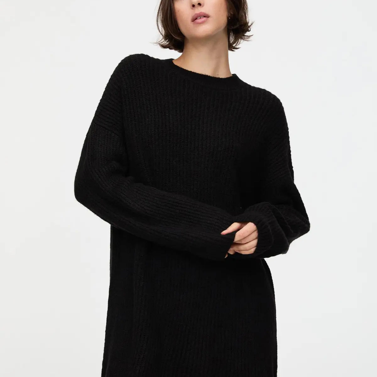 Short purl knit dress