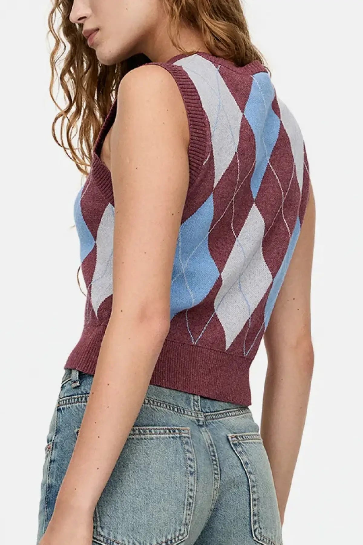 Argyle knit vest