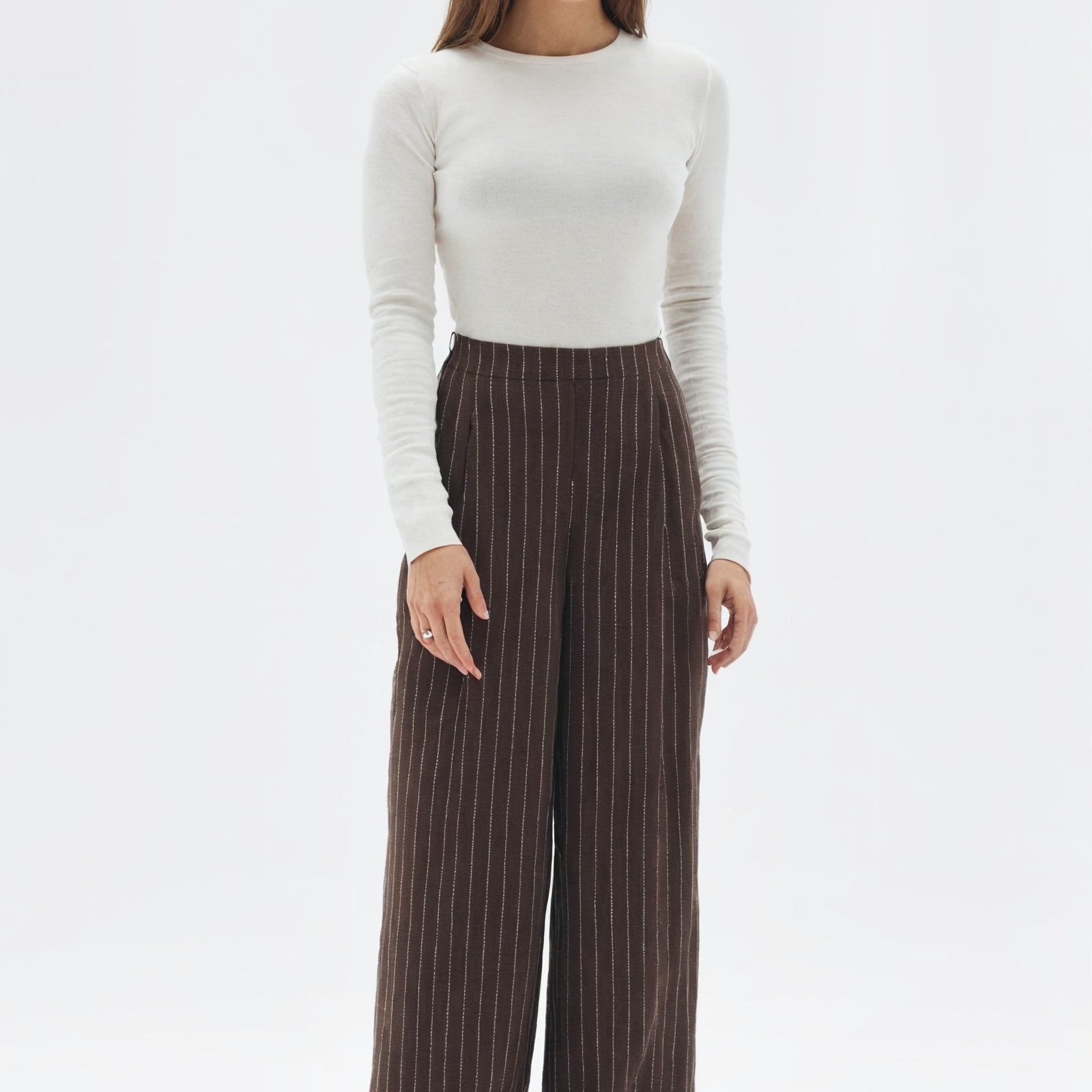 Sofia Wool Pinstripe Pant