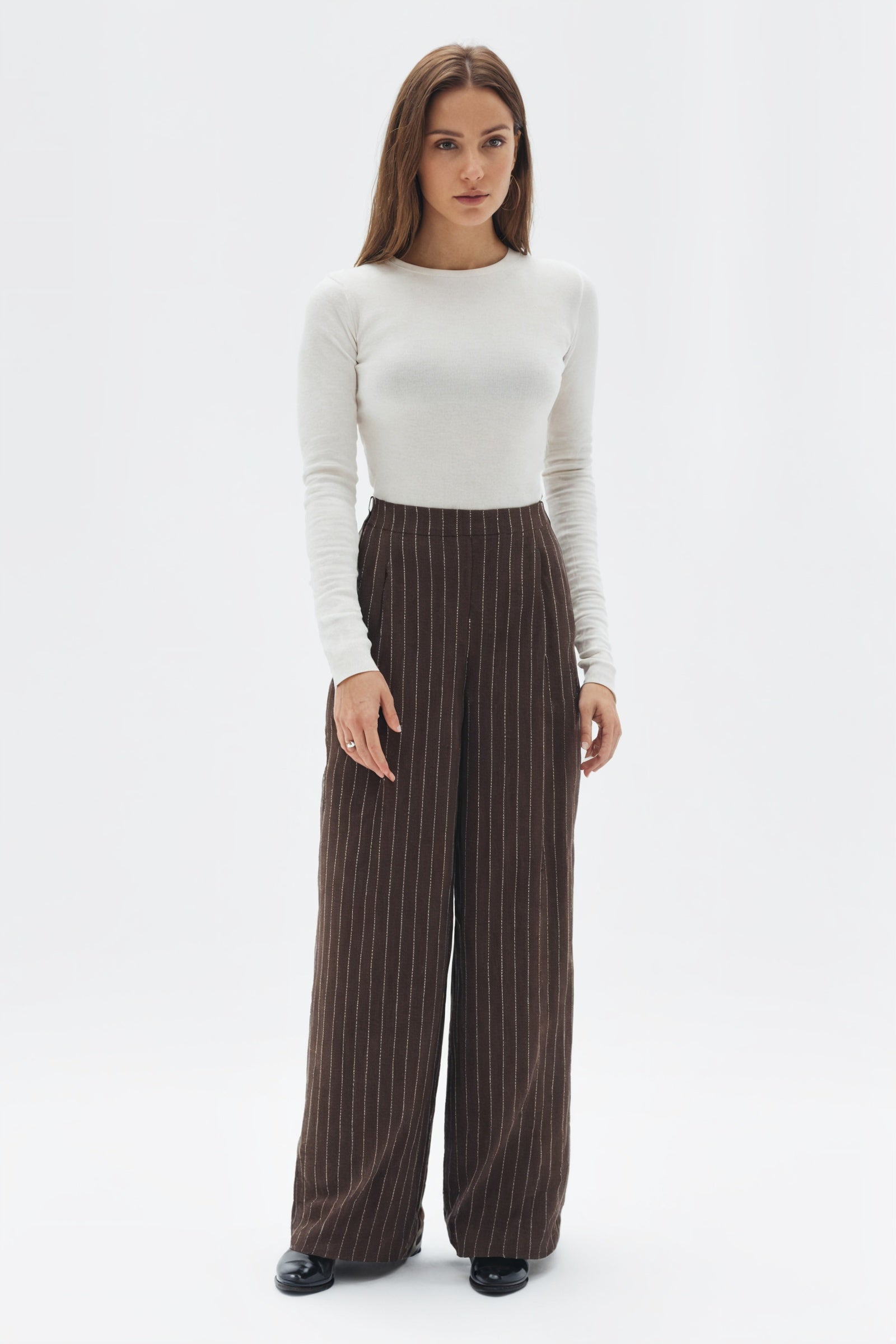 Sofia Wool Pinstripe Pant