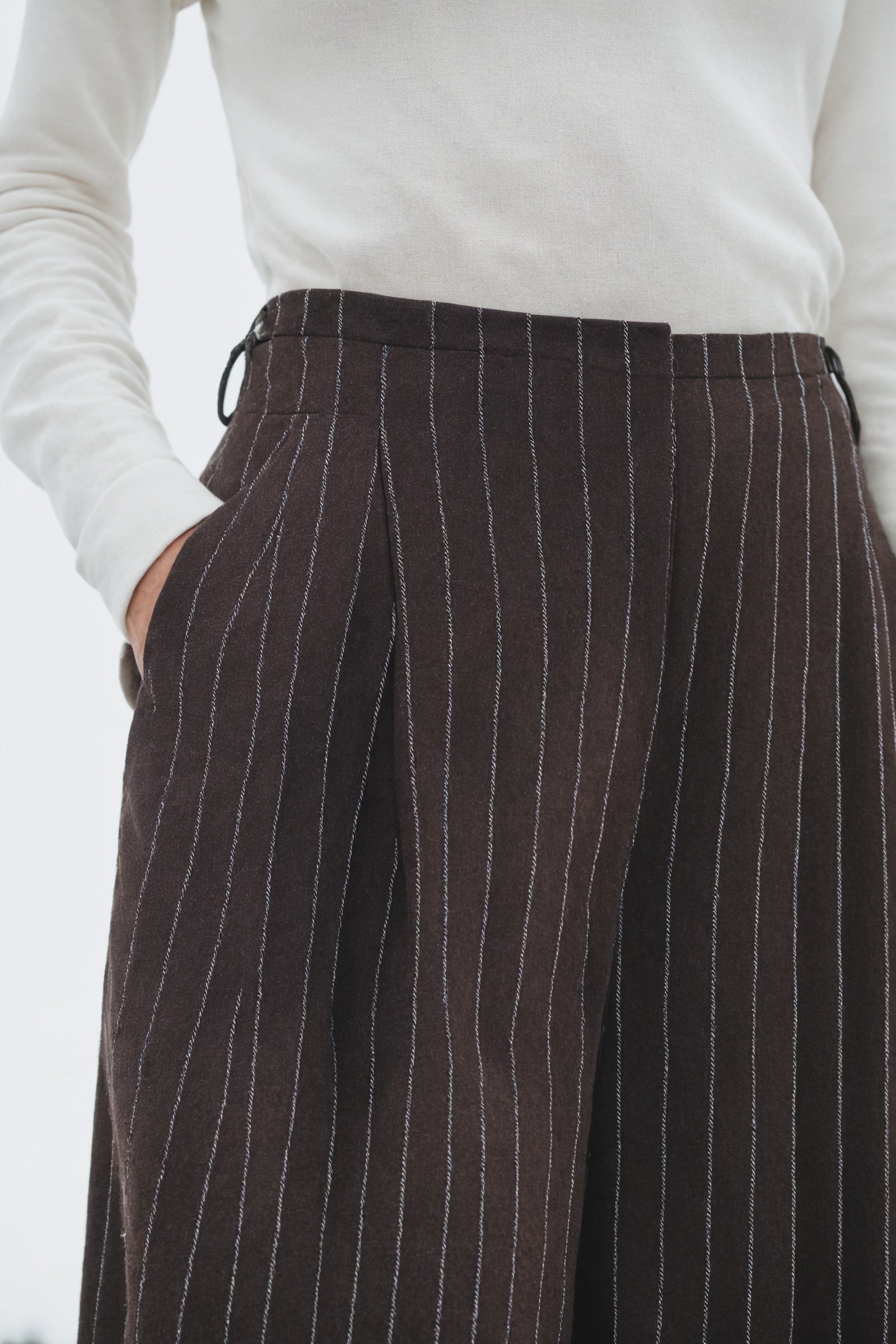 Sofia Wool Pinstripe Pant